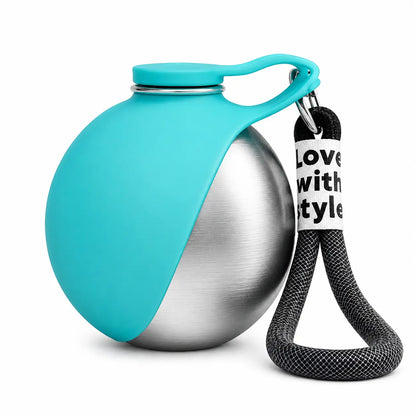 Eco-Friendly 10Oz (285Ml) Stainless Steel Dog Water Bottle with Rubber Leakproof Seal, Foldable Silicone Bowl 2-In-1 Pet Dispenser for Feeding (Pet Supplies, Dog Feeding Accessories), Foldable Bowl